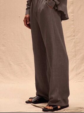 Muse Men's Wide-Leg Pants in Charcoal Brown
